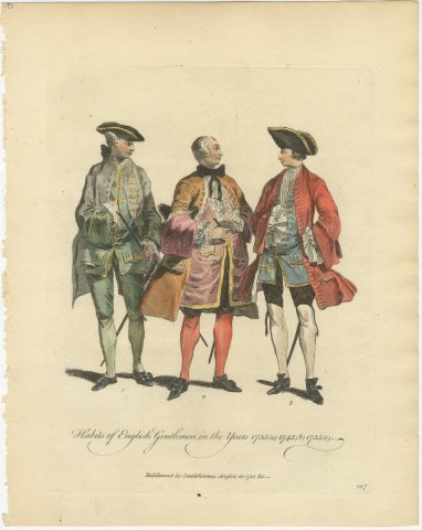 Three English Gentlemen of 1735, 1745 and 1755, Jefferys Costume Print, 1757, view 2