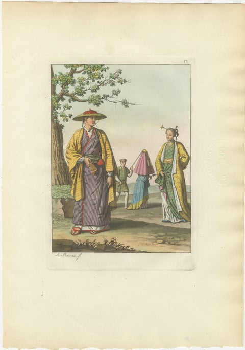 Japanese Costume Scene Edo Period, Ferrario Il Costume Antico e Moderno, 1815