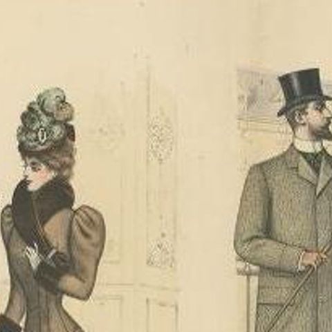 Antique Fashion Print Published in February, 1898, close-up 1