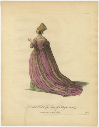 Bridal Dress of a Lady of Cologne with Gold Headdress, Costume of 1577, 1757, view 2