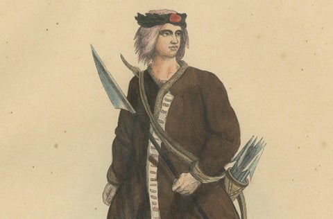 Yakut People in Traditional Attire, 1844 Handcolored Lithographs, close-up 2