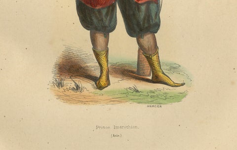Circassian and Imeretian Princes in Traditional Attire, 1844 Lithographs, close-up 4