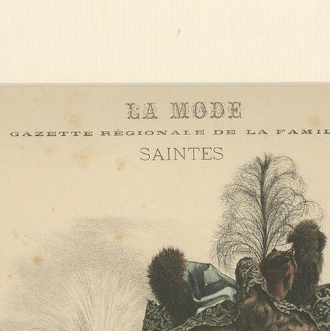 Pl. 3221 Antique Fashion Print of Ladies with Hats, 'c.1895', close-up 1