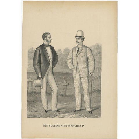 Antique German Print of Men's Fashion, c.1900, view 2