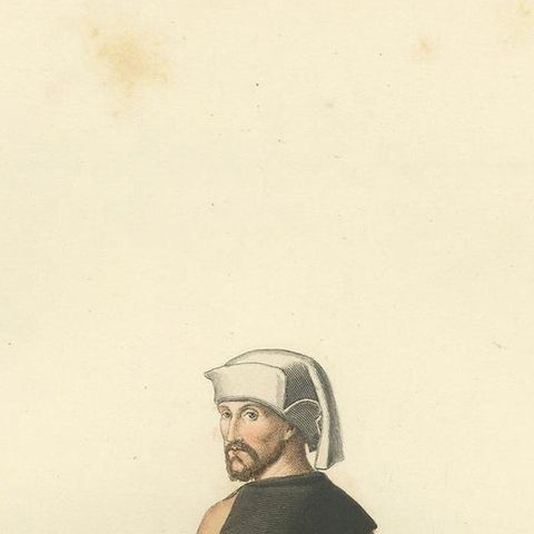 Antique Print of a 15th Century Veronese Military Costume by Bonnard, 1860, close-up 1