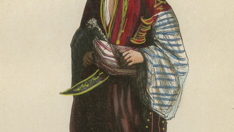 Bulgarian Man in Traditional Dress - Antique Costume Lithograph, c.1852, close-up 3