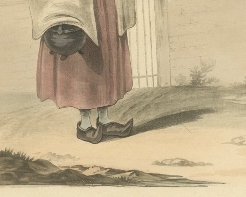 Burying Ground Keeper's Wife near Valenciennes, Antique Print, 1817, close-up 2