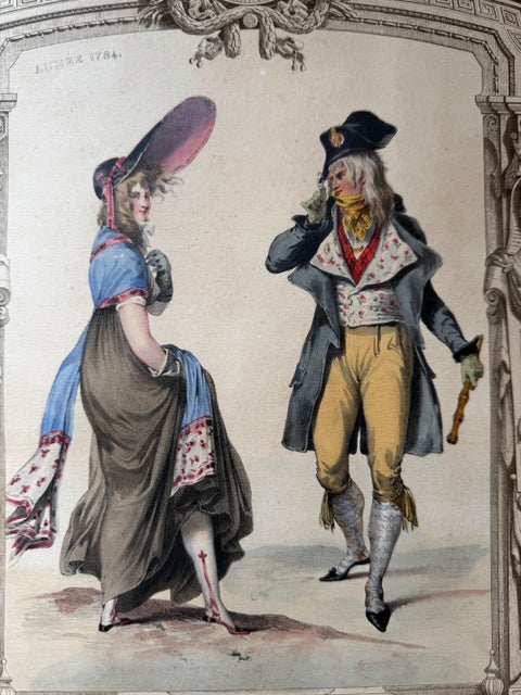 French Directoire Period Costume Lithograph, 1794, Published 1847, view 3