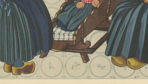 Charming Dutch Folk Art Print of Staphorst Mother and Children in Costume, 1932, close-up 2