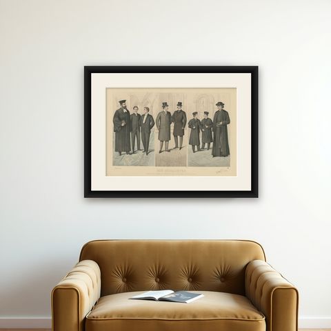 Antique Print of Fashion in February 1899 by Klemm & Weiss, circa 1900, shown framed on a wall