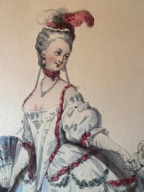 Louis XV & Madame de Pompadour Rococo Court Costume Lithograph, 1847, view 3