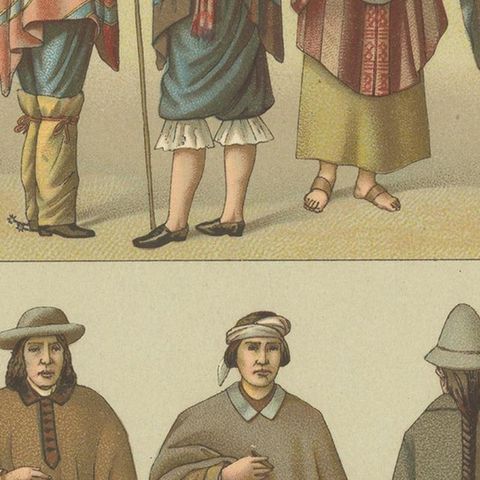 Pl. 101 Antique Print of American Costumes Racinet, 'circa 1880', close-up 2
