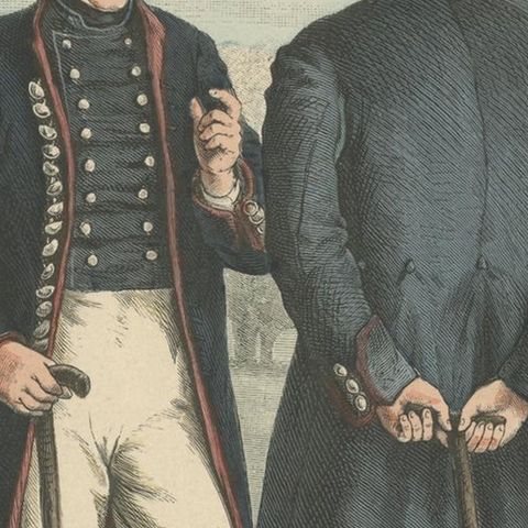 Antique Costume Print of Farmers from the Region of Lebus, Poland, c.1880, close-up 1
