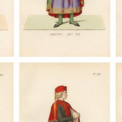 Medieval Knights, Clergy & Nobles, Set of 10 Costume Prints, 1845, close-up 2
