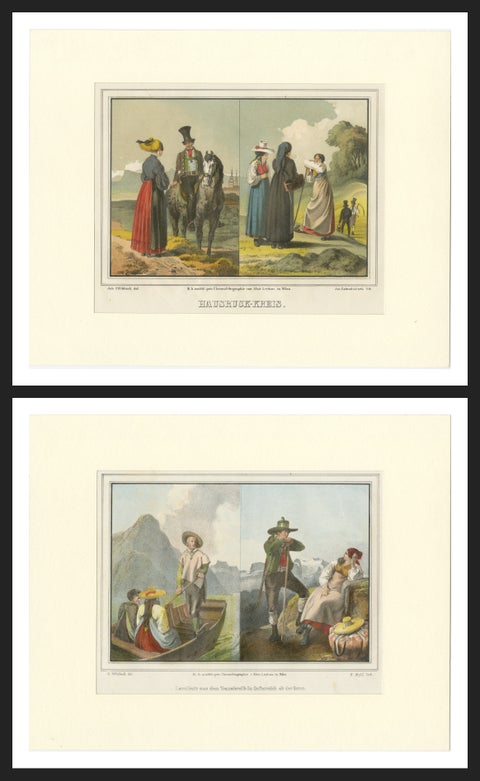 Austrian Folk Costume Pair, Hausruckkreis, Alpine Genre Scenes, 19th Century, view 2