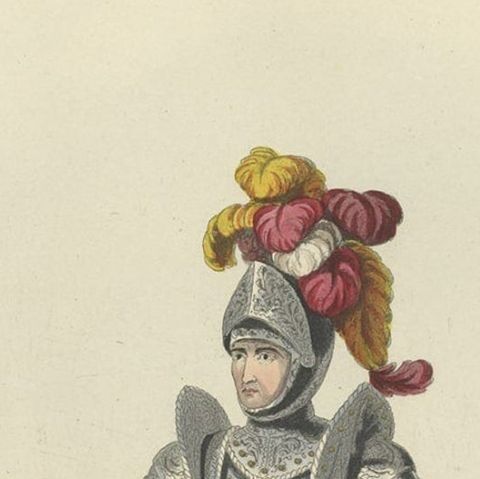 Antique Print of Long-Bellied Armor, 1842, close-up 2