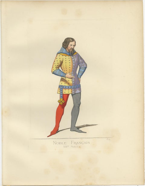 Antique Print of a 14th Century French Nobleman by Bonnard, 1860, view 4