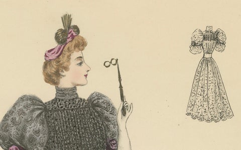 Victorian Grace: Fashion Lithograph by L. Michau and M. de Solar from 1889, close-up 3