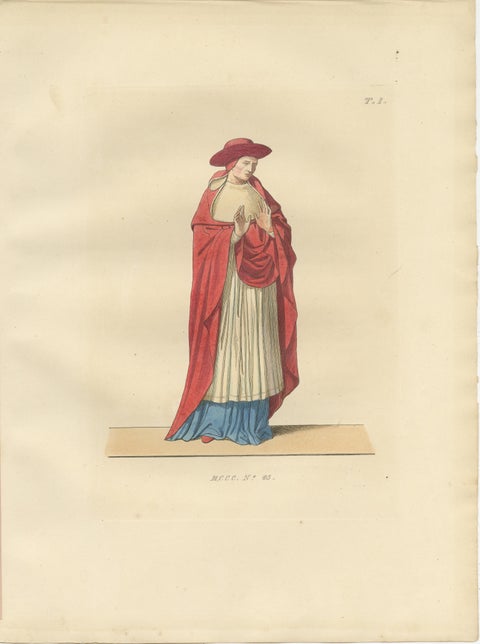 Renaissance Italian Figures: Pages, Cavalier, and Cardinal in Costume, 1845, view 7