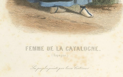 Set of Four Antique Portuguese & Madeira Folk Costume Engravings, circa 1850, close-up 3