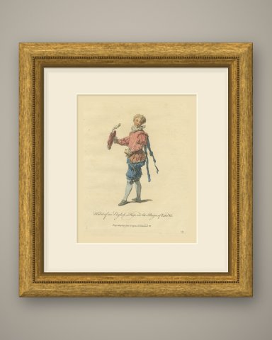 Habit of an English Page in the Reign of Edward VI, Jefferys Costume Plate, 1757, shown framed