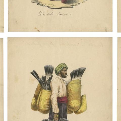 Set of 9 Antique Costume Prints, Turkey, Albania, Anatolia, 'c.1840', close-up 1