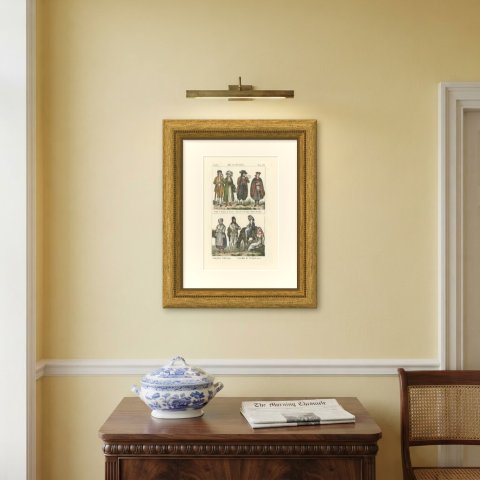 People of Istria, Eger and Transylvania, Hand Colored Lithograph, 1842, shown framed on a wall