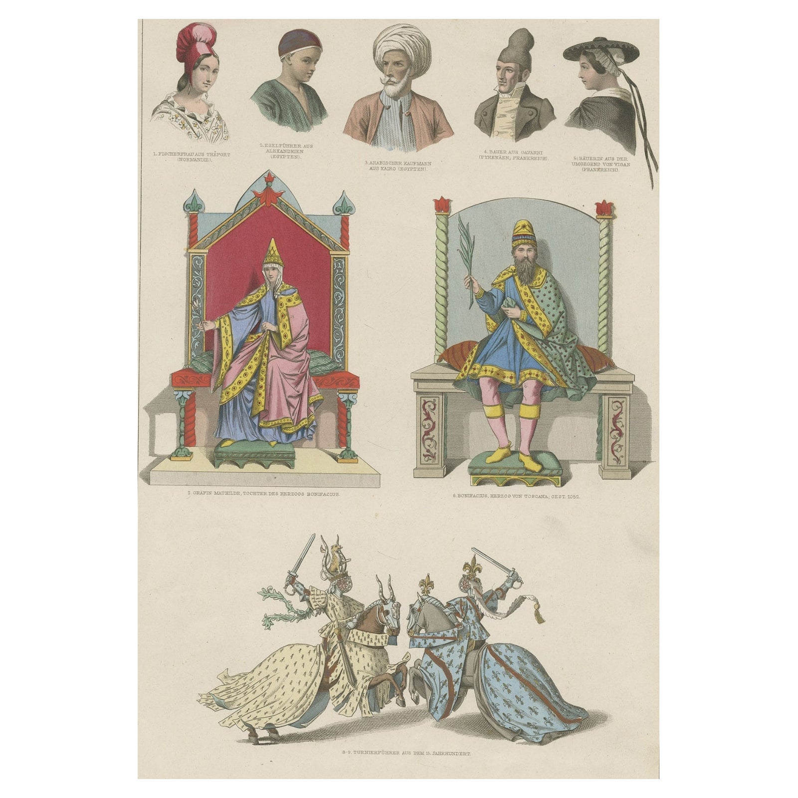 Decoartive Costumes of Egypt, Toscana, France, Normandie Etc C.1875