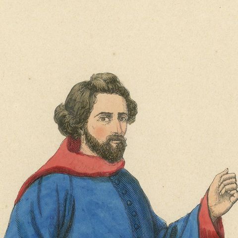French Youth in Traditional Medieval Attire, 1847, close-up 4