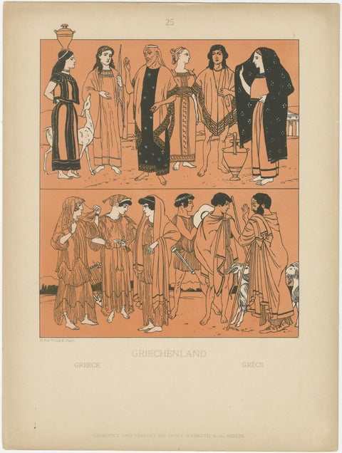 Set of 9 Antique Greek Costume and Antiquity Prints by Wasmuth, Berlin c.1900, view 6