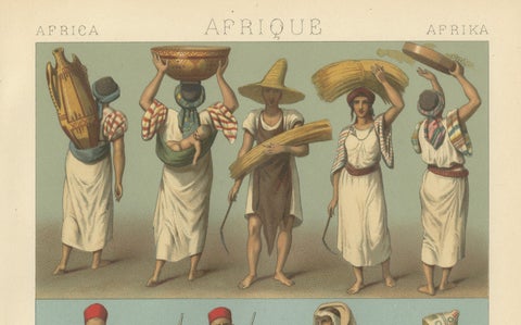 North African Costumes & Figures, Racinet Afrique Plates, Set of 2, 1888, close-up 1