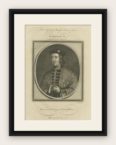 Elegant 1786 Engraved Portrait of King Edward IV - Royal Majesty, shown framed