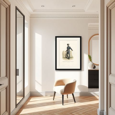 Print Depicting a Bourgeoise in Folk Costume from Jászsági, Lower Hungary, 1850, shown framed in a room