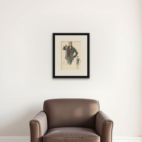 Vintage Fashion Print 'Pl. 16506' Published in Le Tailleur Moderne, 1954, shown framed on a wall