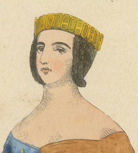 Anne d'Auvergne: Nobility in Heraldic Robes, Hand-colored in 1847, close-up 3