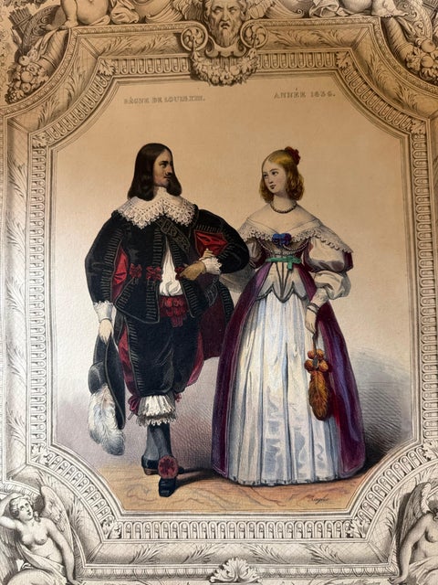 Louis XIII & Anne of Austria French Court Costume Lithograph, 1847, view 4