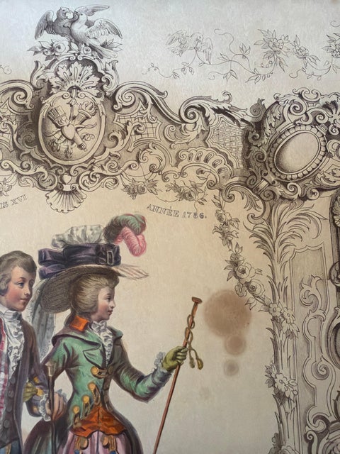 Louis XVI French Rococo Court Costume Lithograph, 1778, Published 1847, view 5