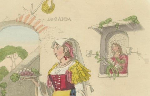Costume Print of Naples Woman with Grapes, Published London 1824, close-up 3