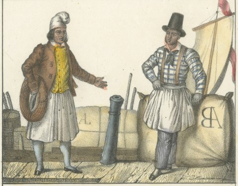 Boat Owner, Norman Boatman and Oyster Sellers of La Rochelle and Bordeaux, 1842, close-up 1