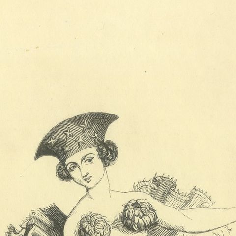 Dancer at Tahiti, Antique Wahlen Costume Print, 1843-1844, close-up 2
