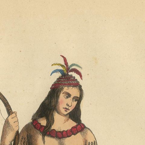Striking 1844 Lithograph of a Formosan (Taiwanese) Warrior in Traditional Attire, close-up 4