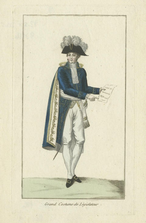 Antique Costume Print of a French Legislator, circa 1810, view 2