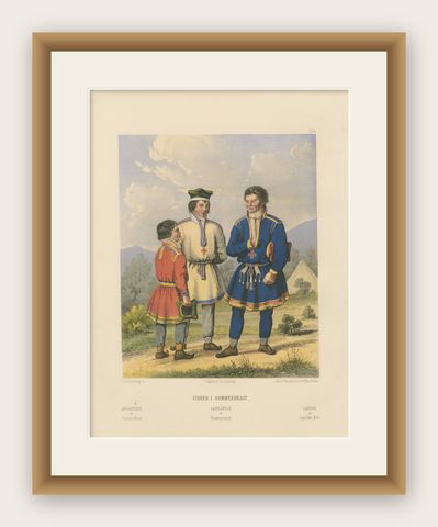 Norwegian Sámi Attire, Summer Dress from Laplanders in Finnmark, c.1860, shown framed