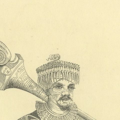 Noukahiwa, Oceania, Antique Wahlen Costume Print, 1843-1844, close-up 2