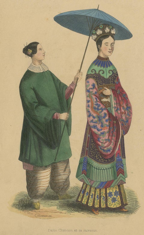 Antique Costume Print of a Chinese Lady and Her Maid by Wahlen, ‘1843’, view 2