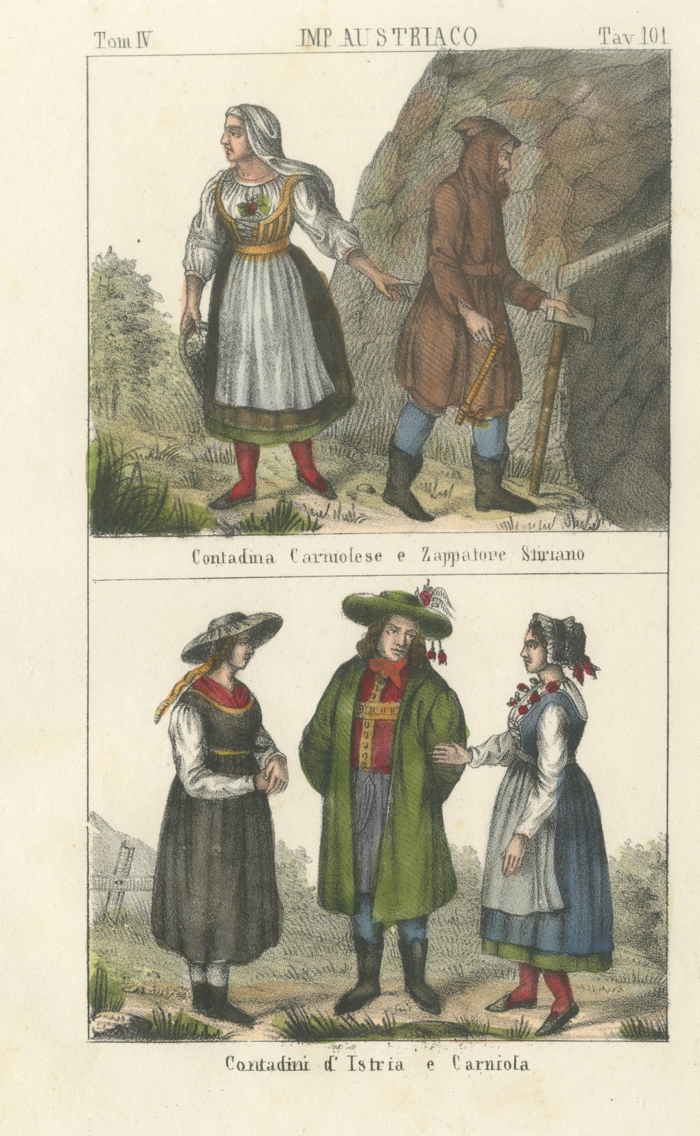 Carniolan Peasant Woman, Styrian Digger, Peasants of Istria and Carniola, 1842