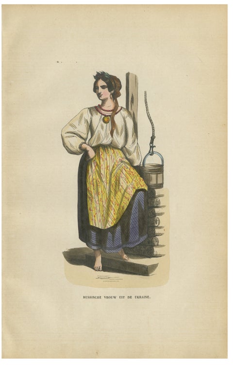 Russian Woman from Ukraine - Antique Costume Lithograph, c.1852