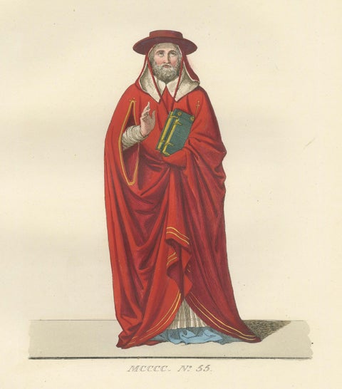 Cardinal, Commoner, and Florentine Noble in 15th-Century Italian Costume, 1845, close-up 5