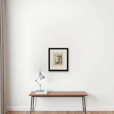 Antique Print of Courtiers of Lhasa by Tardieu '1749', shown framed on a wall