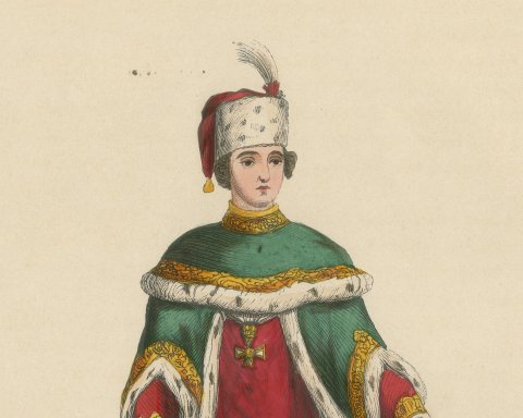 Commander of Saint Stephen of Hungary, Hand Colored Wood Engraving, 1844, close-up 1